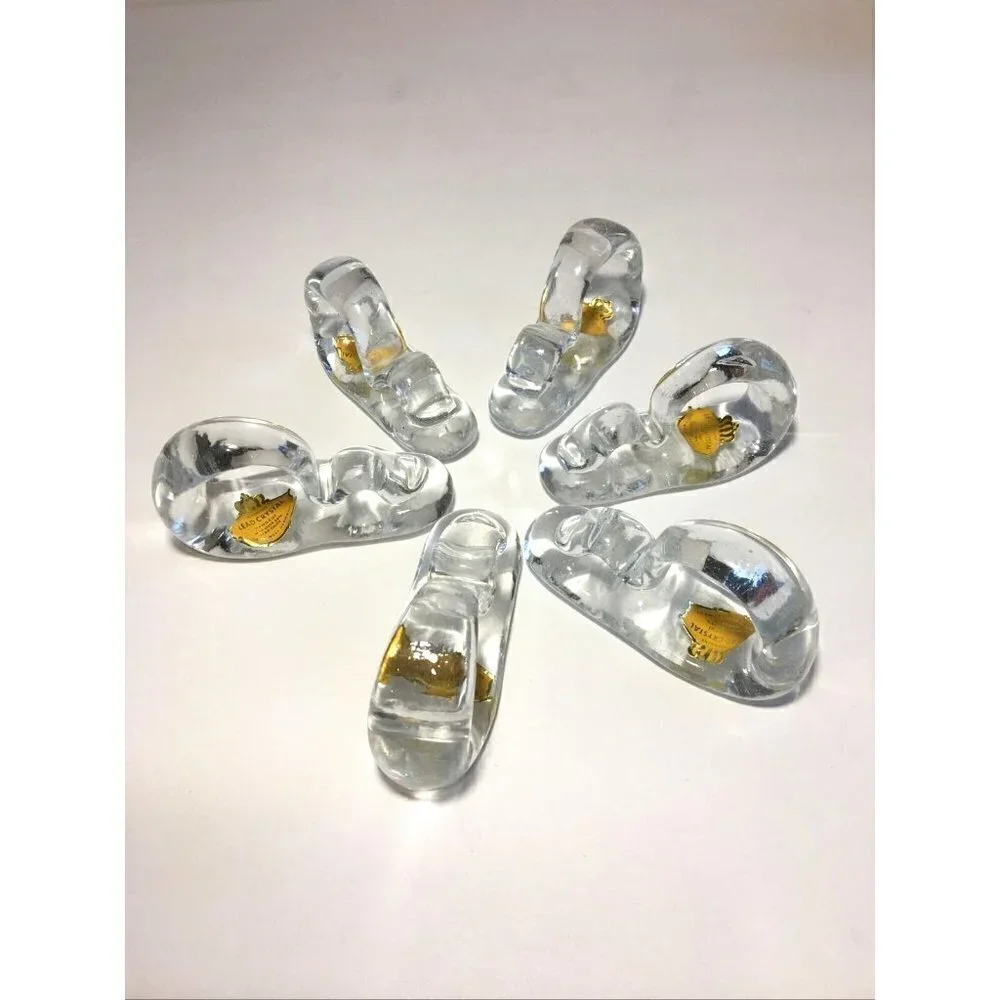 Vintage Lead Crystal Napkin Rings 24% PBO W Germany 6 Holders Glas Von Marion